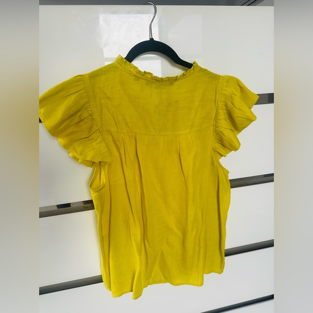 Yellow Ruffled Sleeve Top - Picture 2 of 3